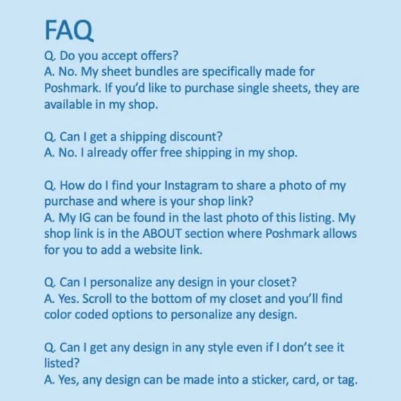 LB079 STICKERS Custom Personalizable Posh Home Poshmark Stickers [Price Firm] - Picture 11 of 12